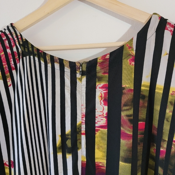 Ashley Stewart Multicolor Striped Floral Maxi Dress Sz 34/36 Long Sleeve Stretch - Picture 7 of 12